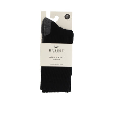 Basset Unisex Socks Merino Out 31530 6990 Black