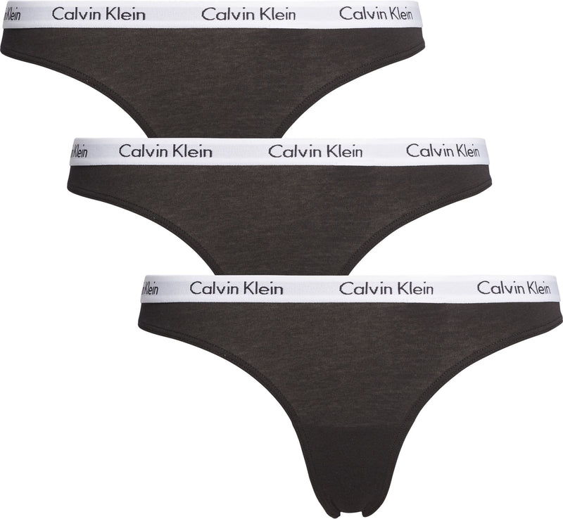 Calvin Klein Thong cotton stretch 3-pack QD3587 001 Black/white waist