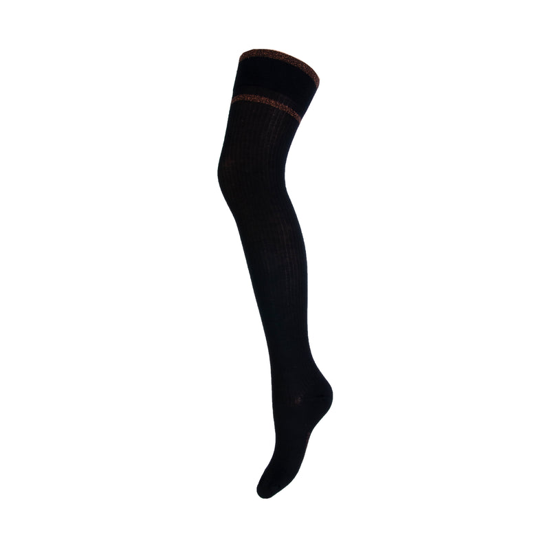 Dames overknee MM feline 82106 6996 Black Brown Lurex