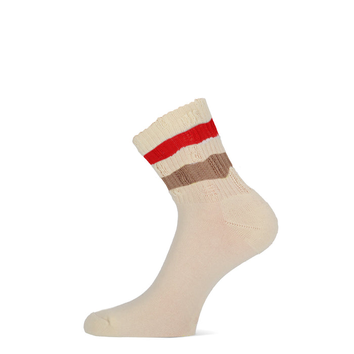 Ladies shortsock MM lova terry 82184 1158 Off White Red Taupe
