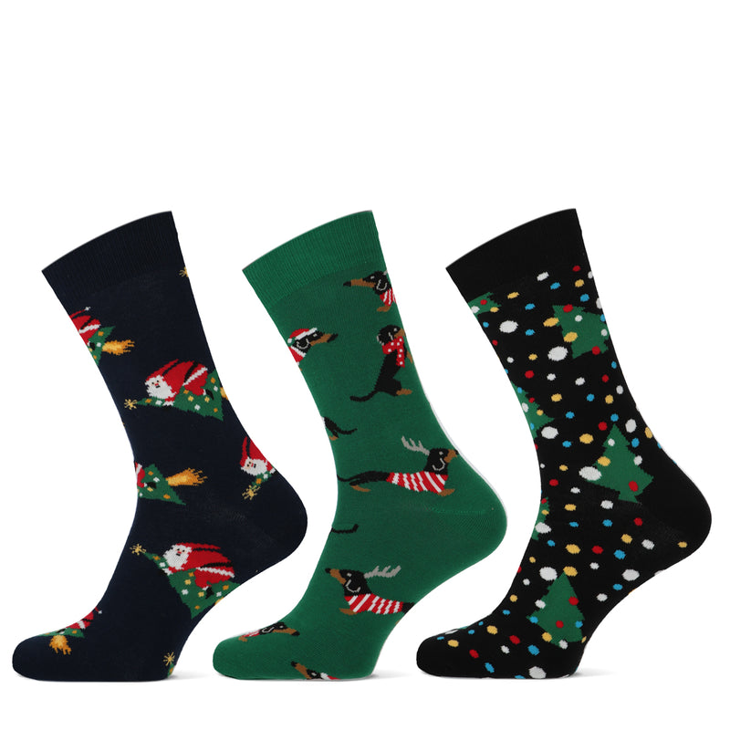 Teckel Christmas men's sock 3- 17099 7000P 3p Marine Green Black